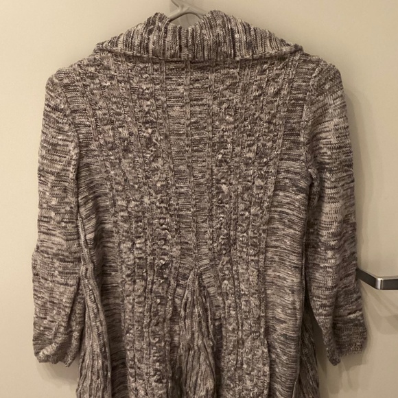 NIC + ZOE Womens Knit Cardigan Size Small Petite PS Gray Tan Marled Snap Closure - Picture 3 of 12